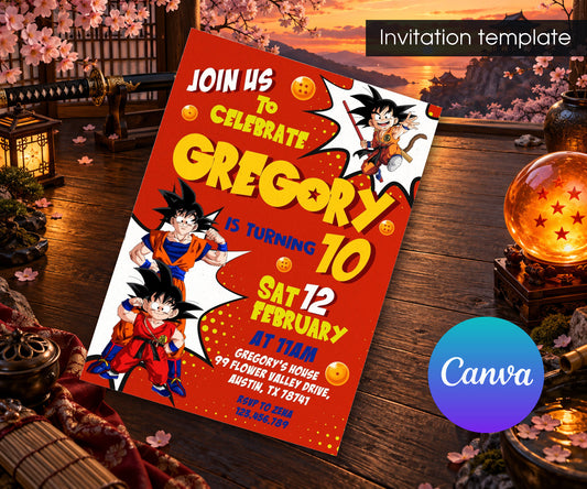 Dragon Ball Z Anime Invitation mockup