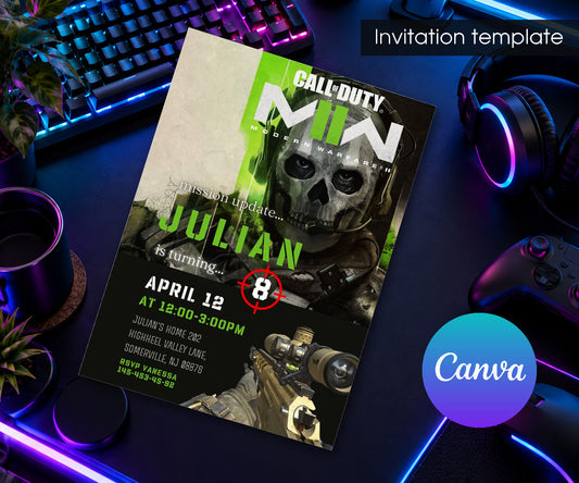 Call of Duty Gamer Invitation mockup