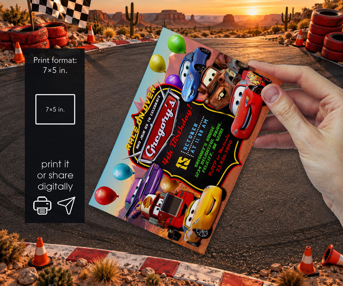 Cars Lightning McQueen Invitation mockup