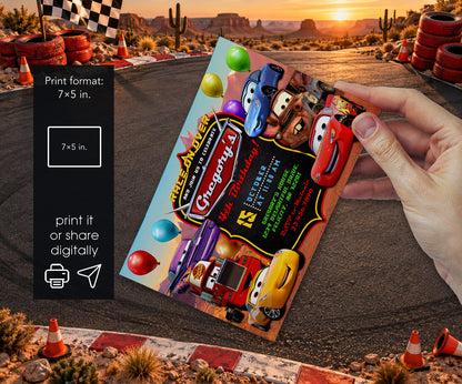 Cars Lightning McQueen Invitation mockup