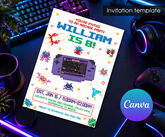 Arcade Gamer Invitation mockup