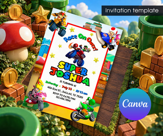Mario Kart Gamer Invitation mockup