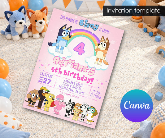 Bluey Bingo Invitation mockup