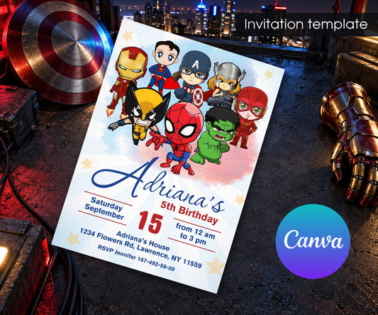 Avengers Marvel Superhero Invitation mockup