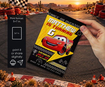 Cars Lightning McQueen Invitation mockup