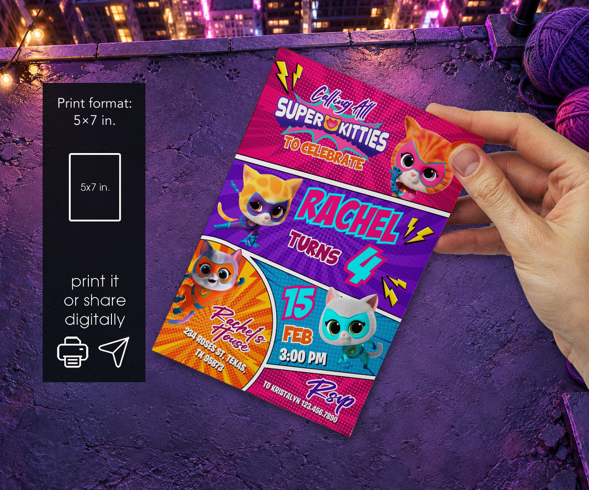 SuperKitties Invitation mockup