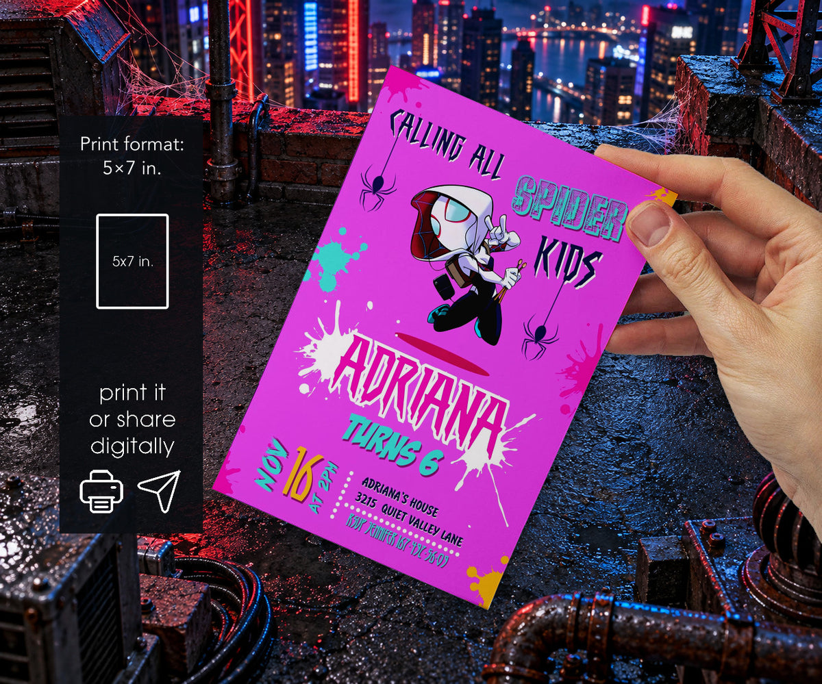Spider-Man Spider Gwen Ghost Spidey Invitation mockup