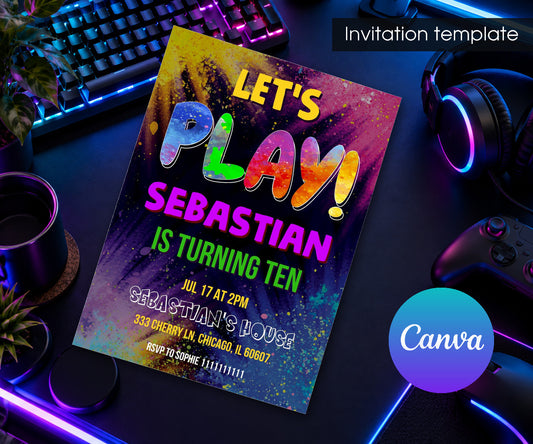 Play Party Gamer Invitation mockup