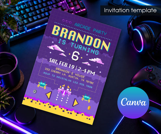 Arcade Gamer Invitation mockup