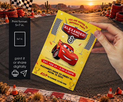 Cars Lightning McQueen Invitation mockup