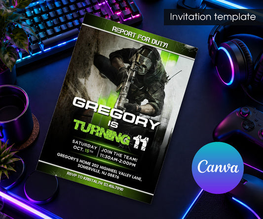Call of Duty Gamer Invitation mockup