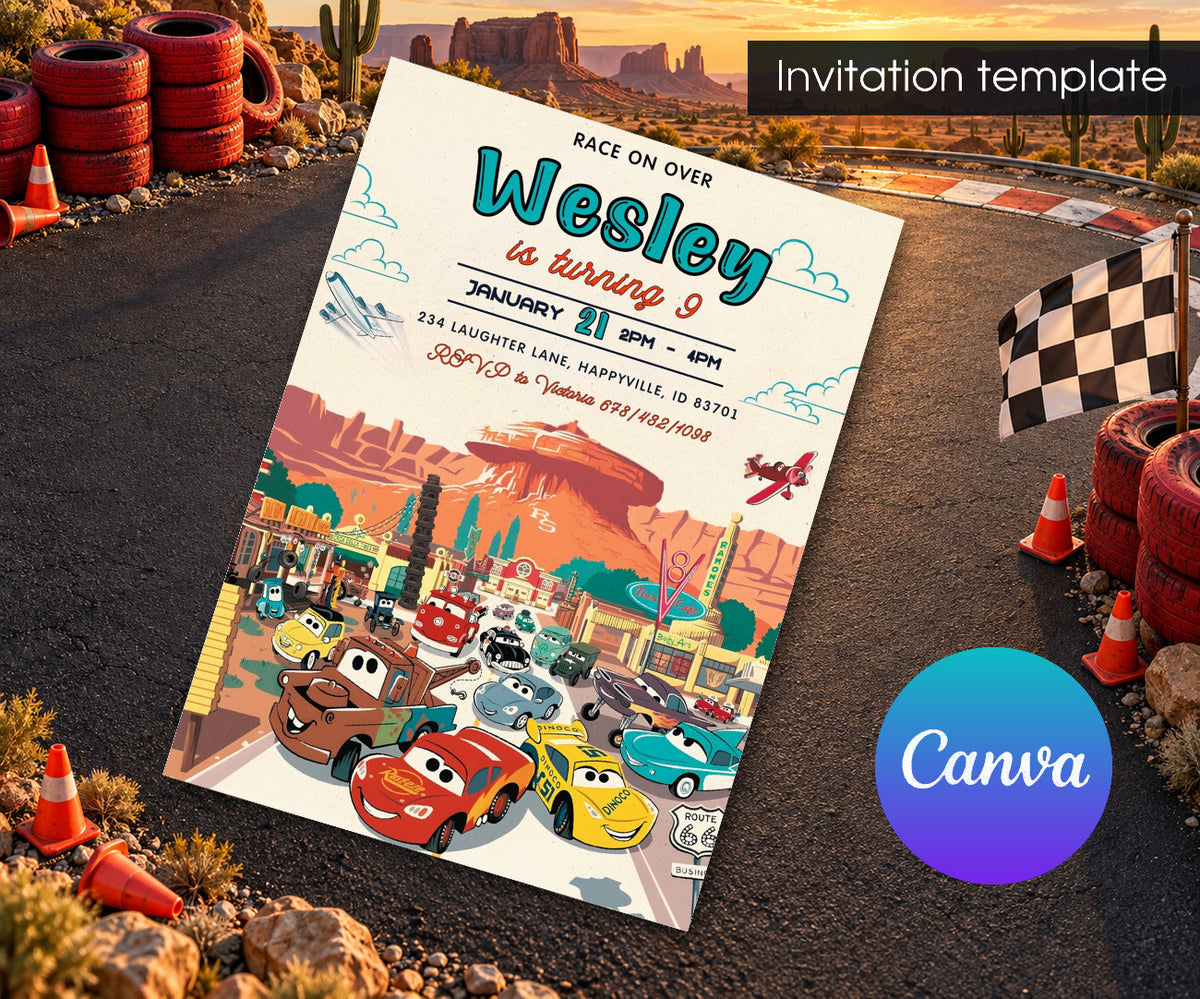 Cars Lightning McQueen Invitation mockup