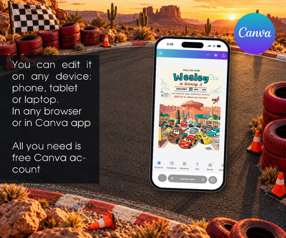 Cars Lightning McQueen Invitation mockup