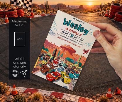 Cars Lightning McQueen Invitation mockup