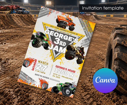 Monster Jam  Monster Truck Invitation mockup