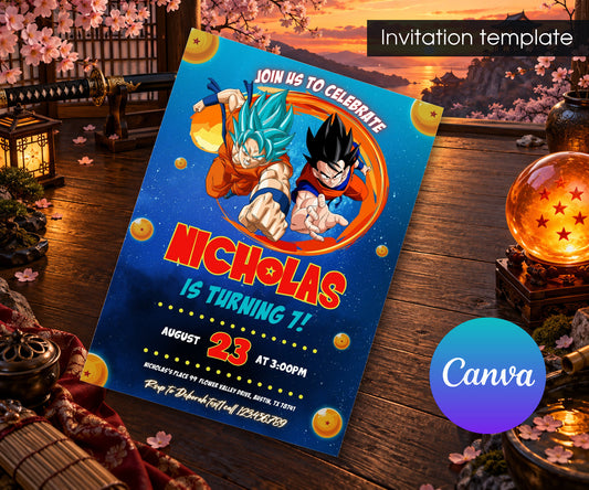 Dragon Ball Z Anime Invitation mockup