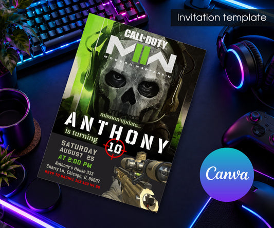 Call of Duty Gamer Invitation mockup