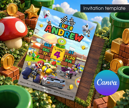 Mario Kart Gamer Invitation mockup