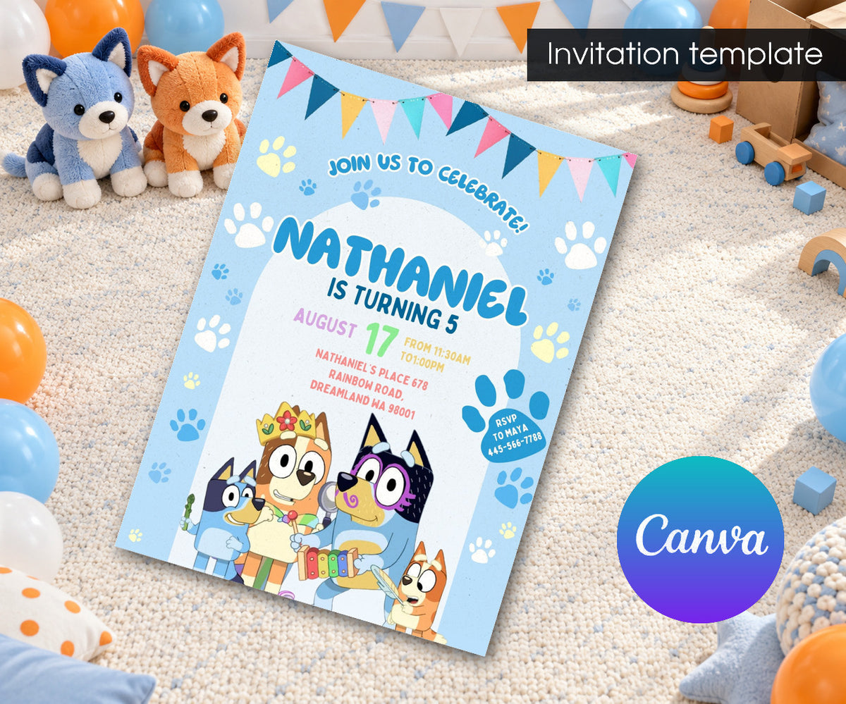 Bluey Bingo Invitation mockup