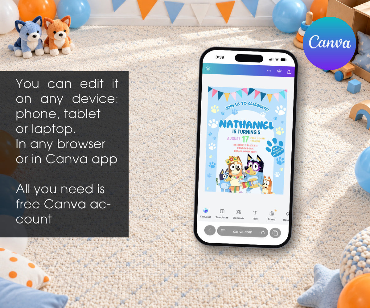 Bluey Bingo Invitation mockup