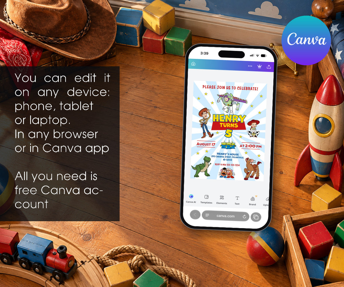 Toy Story Woody Invitation mockup