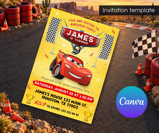 Cars Lightning McQueen Invitation mockup