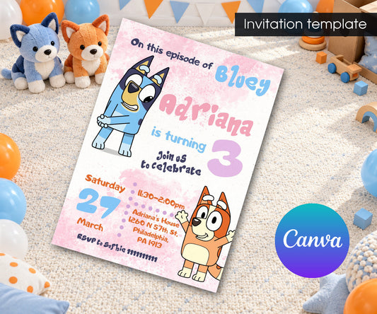 Bluey Bingo Invitation mockup