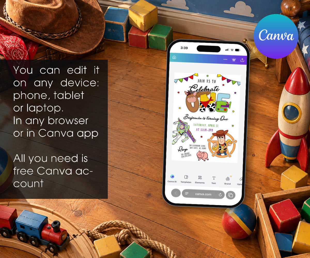 Toy Story Woody Invitation mockup