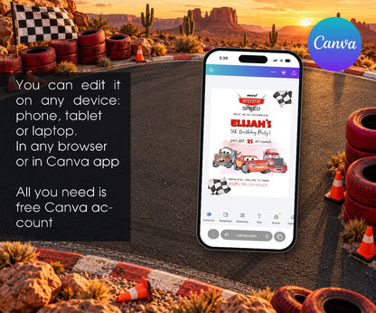 Cars Lightning Mcqueen Four Invitation mockup