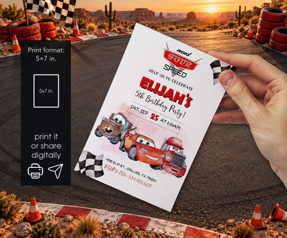 Cars Lightning Mcqueen Four Invitation mockup
