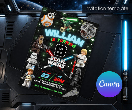 Star Wars Darth Vader Lego Minifigures Invitation mockup