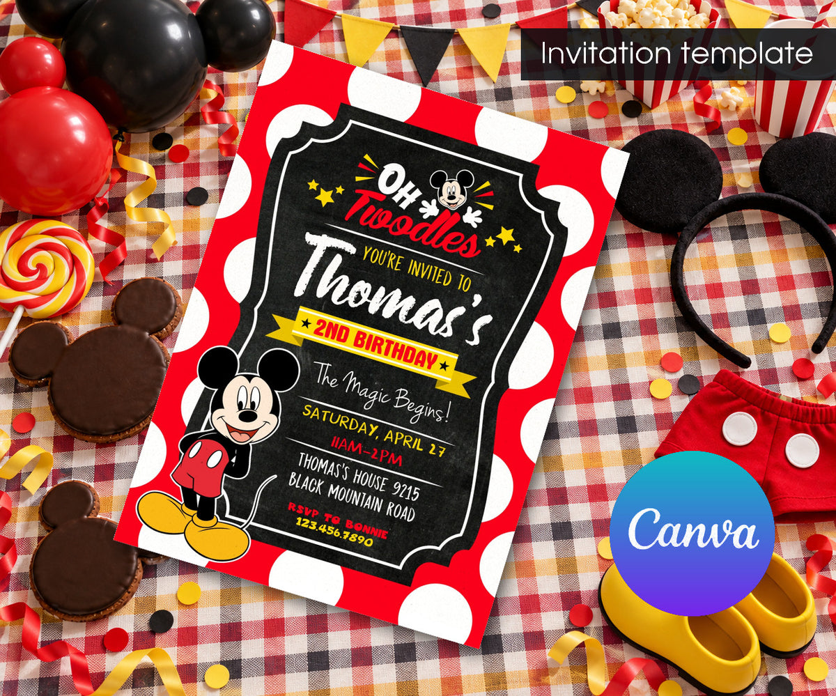 Mickey Mouse 2nd Birthday Invitation mockup