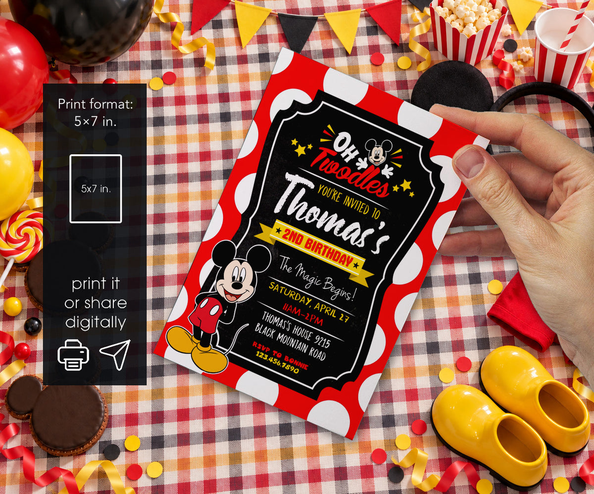 Mickey Mouse 2nd Birthday Invitation mockup