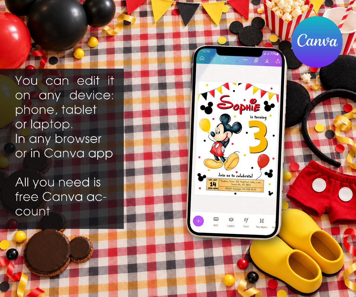 Mickey Mouse and Friends Invitation mockup