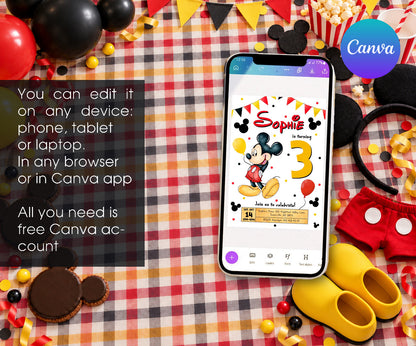 Mickey Mouse and Friends Invitation mockup