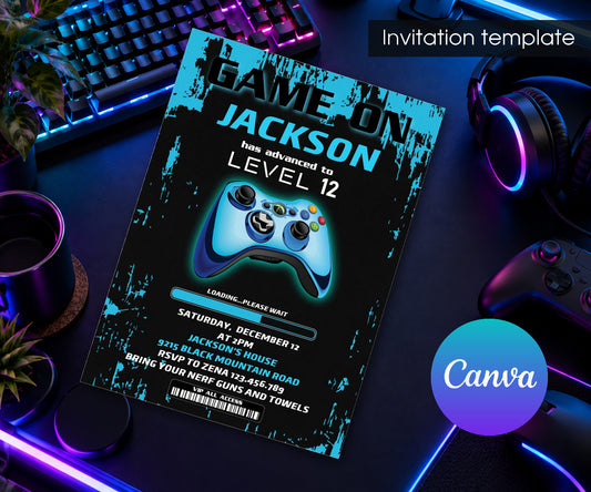 Gamer Party Invitation mockup